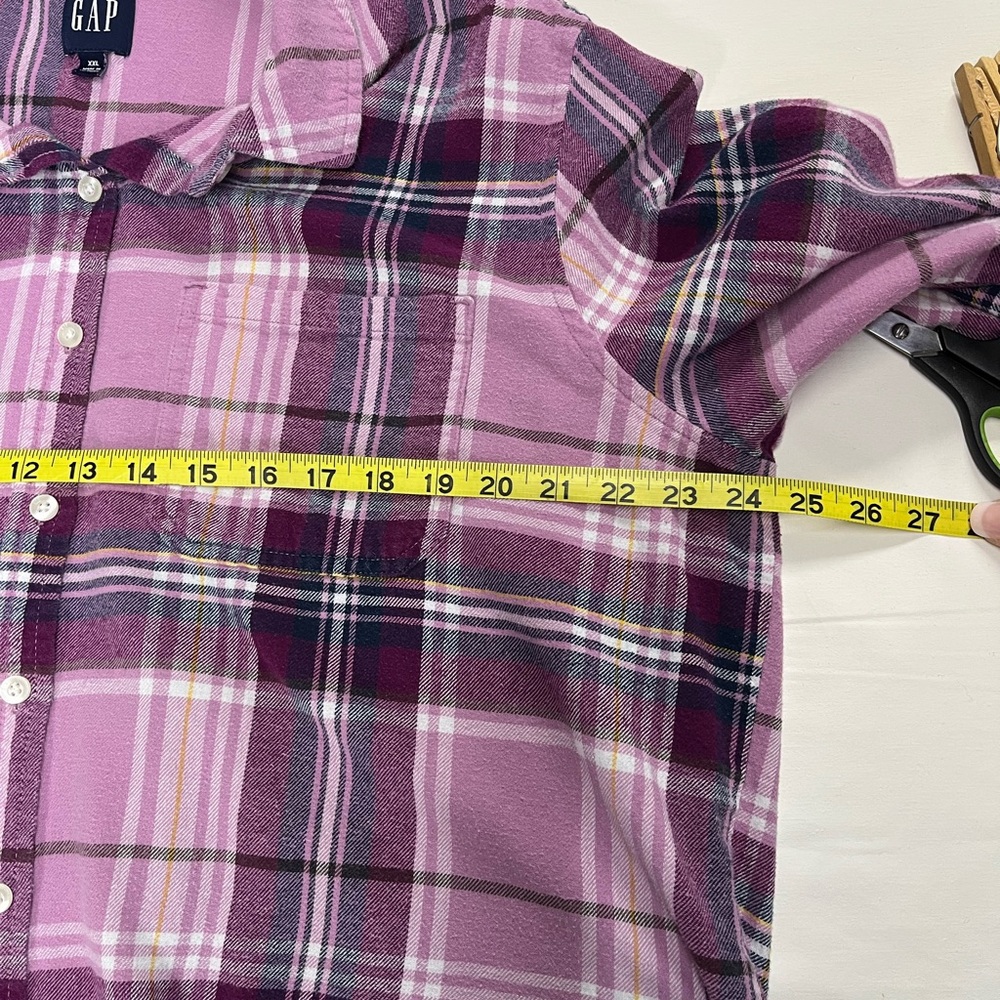 Gap Purple Plaid Flannel Button-Up Shirt XXL - Picture 6 of 7